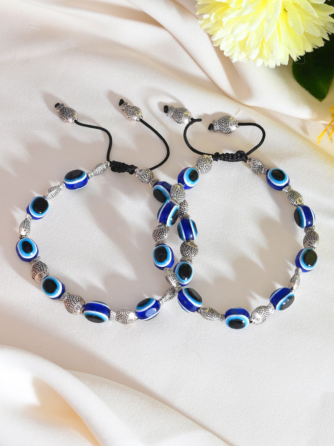 Silvermerc Designs Silver-Plated Evil Eye Beaded Anklets-picture-11