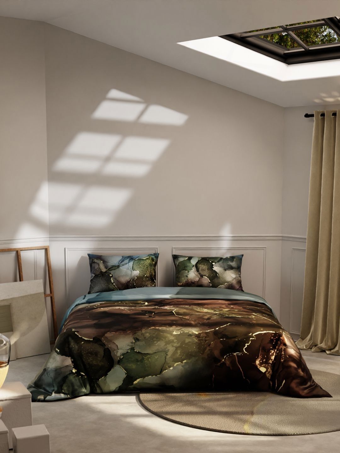 Stoa Paris Brown & Green AC Room 150 GSM Double Bed Comforter-picture-40