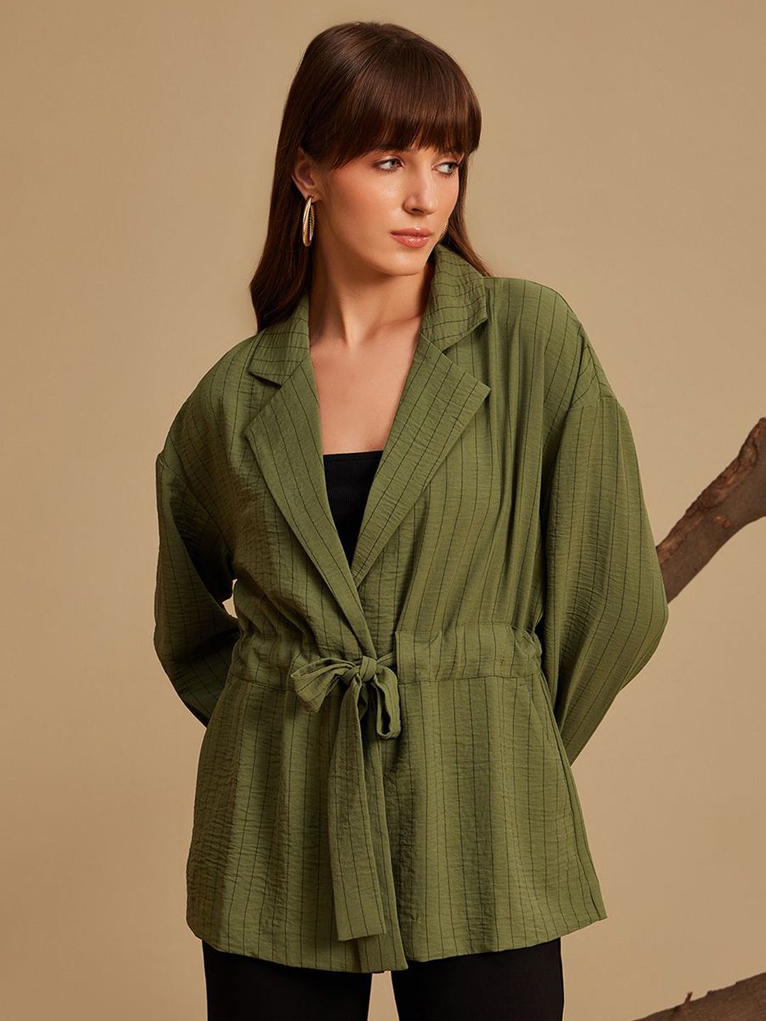 Kazo Striped Comfort Fit Open Front Dorit Blazer