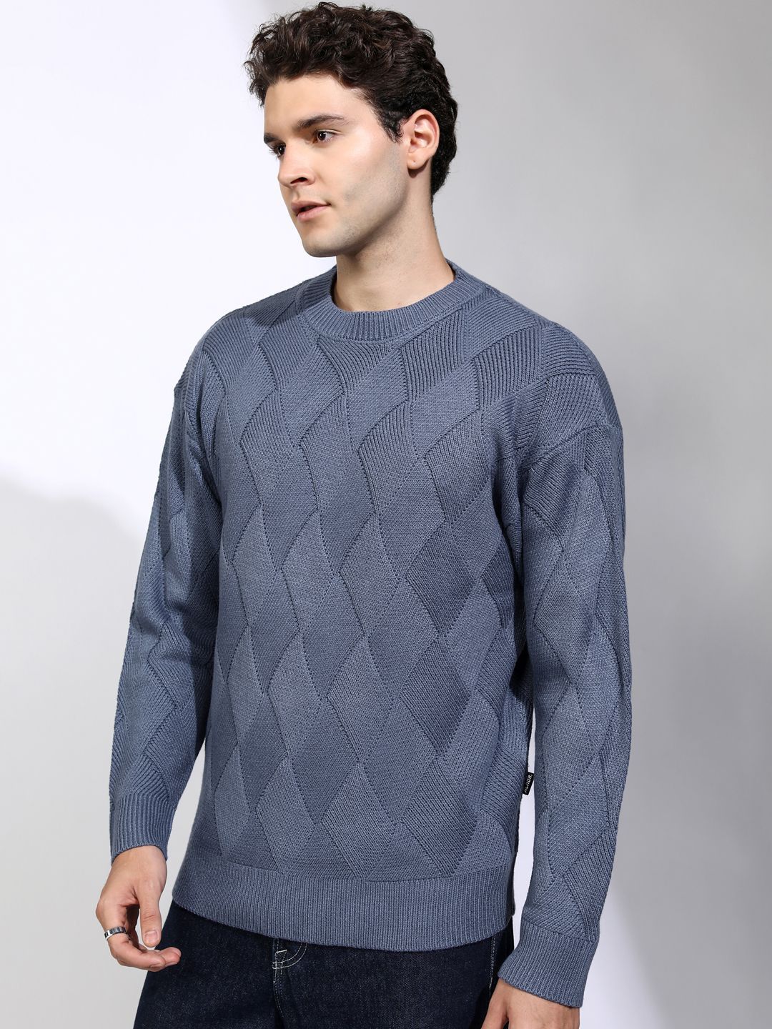 HIGHLANDER Men Open Knit Self Design Pullover-picture-26