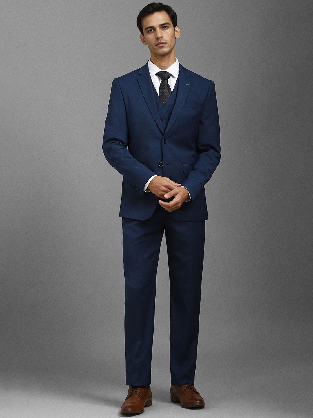 Louis Philippe Men Slim-Fit Single-Breasted Three Piece Suit-image-32