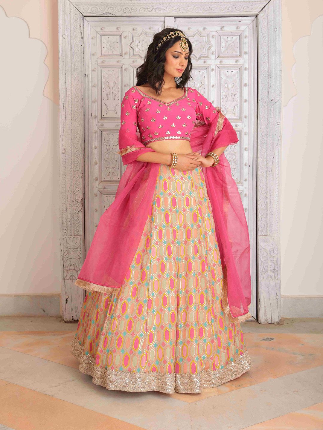 The Front Row Embellished Thread Work Ready to Wear Lehenga & Blouse With Dupatta-picture-35