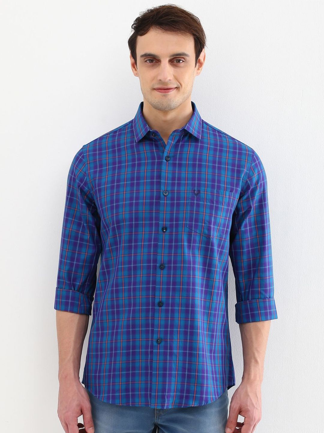 Allen Solly Men Slim Fit Opaque Checked Casual Shirt-picture-21
