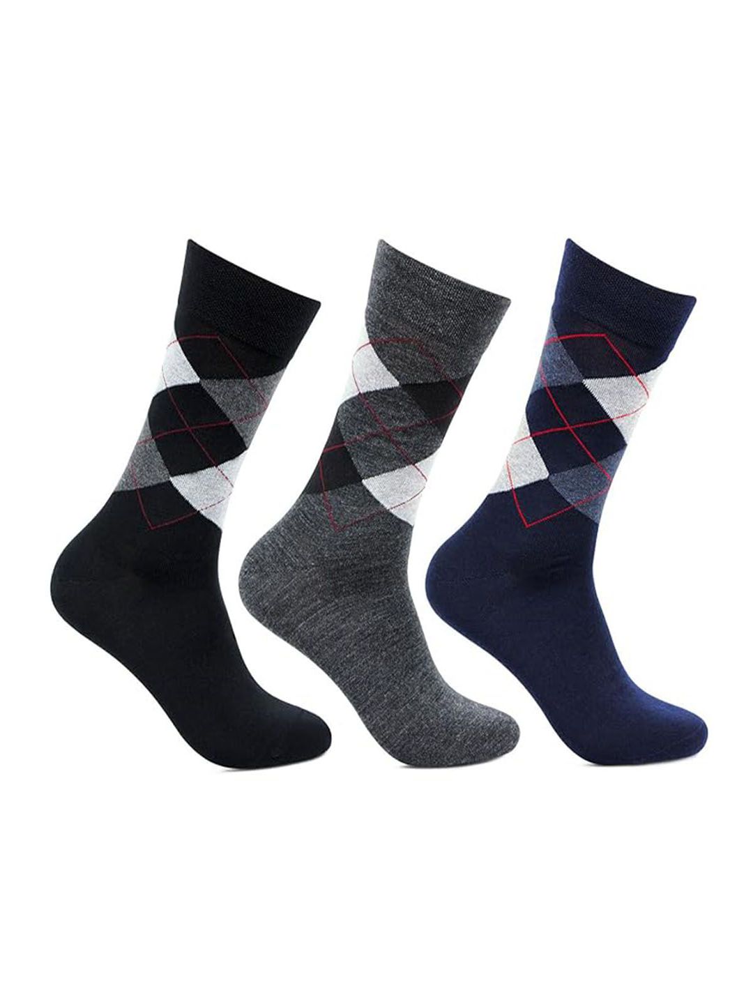 Bonjour Men Pack of 3 Patterned Woolen Calf Length Socks-picture-51