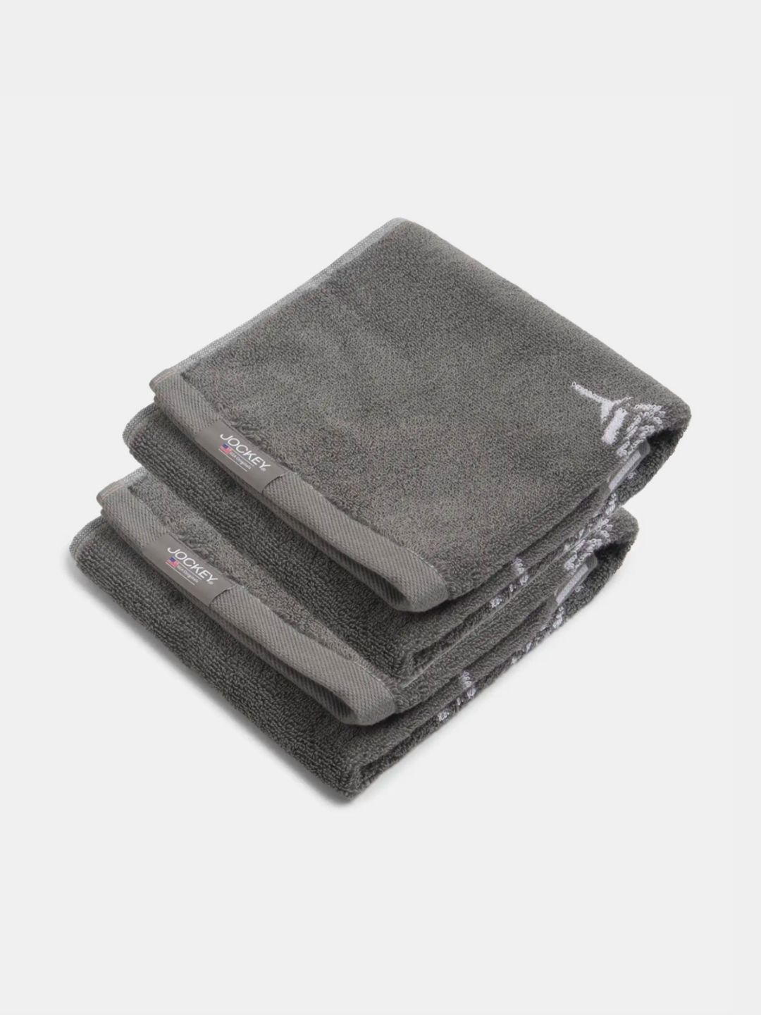 Jockey 2-Pcs Grey & White Printed Terry Cotton 520 GSM Hand Towels-image-4