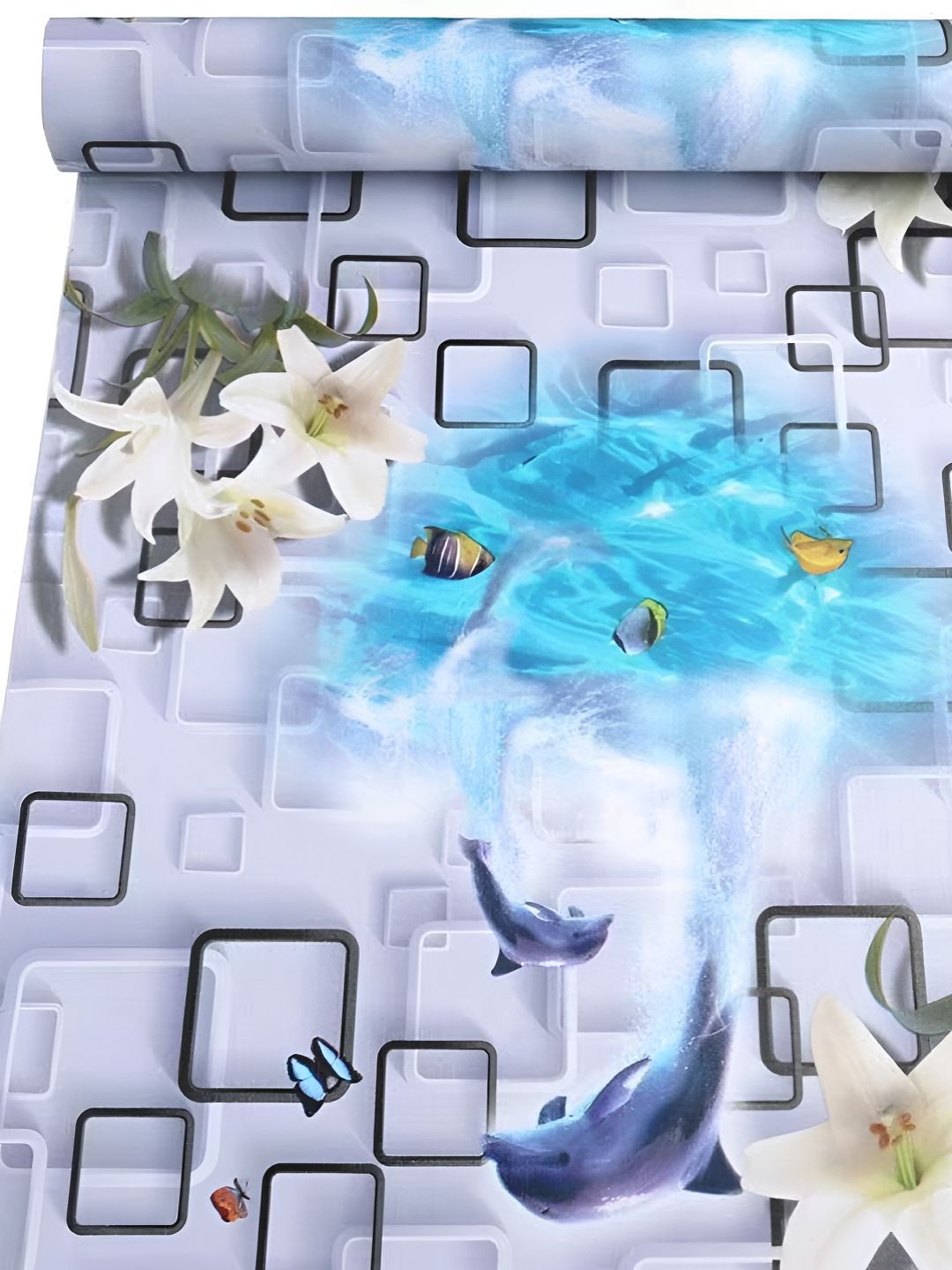 Asian royal Blue & White Printed Waterproof Wallpaper-picture-16