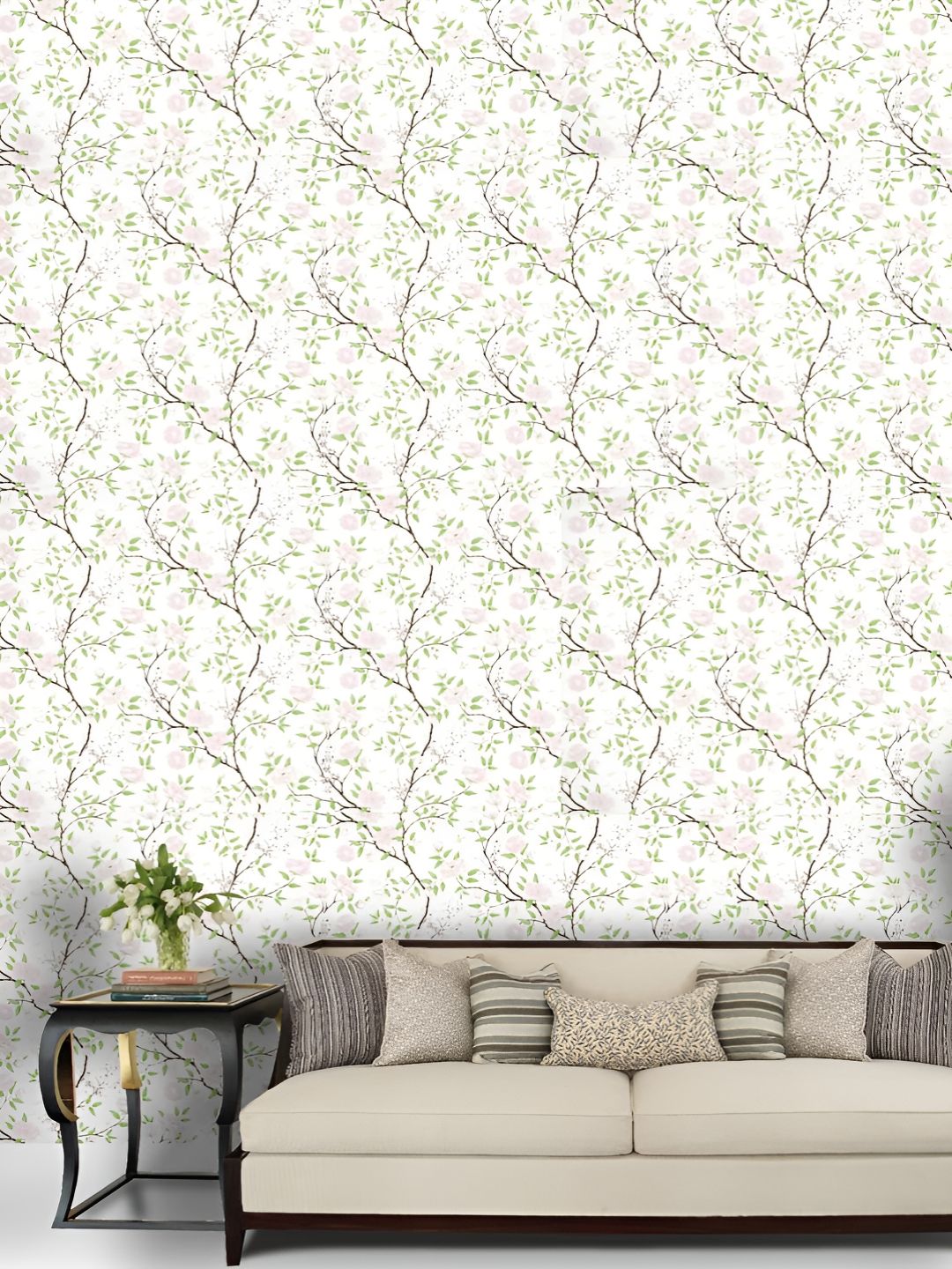Asian royal White & Green Printed Waterproof Wallpaper-picture-12