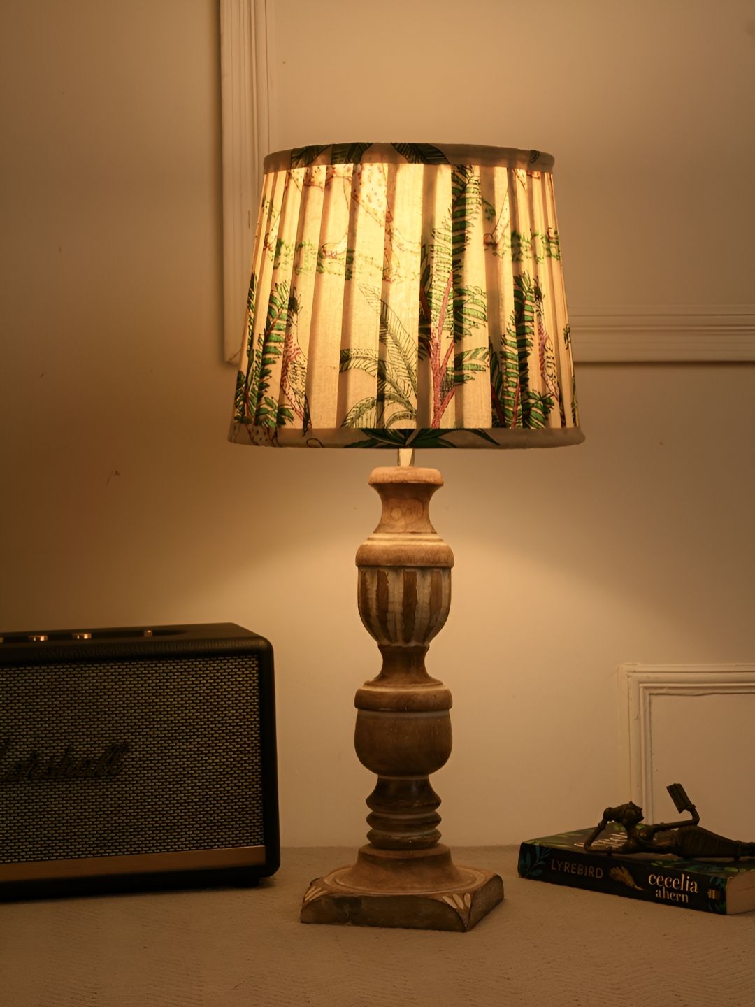 green girgit Brown Printed Wood Frusturical Shaped Table Lamp-picture-22