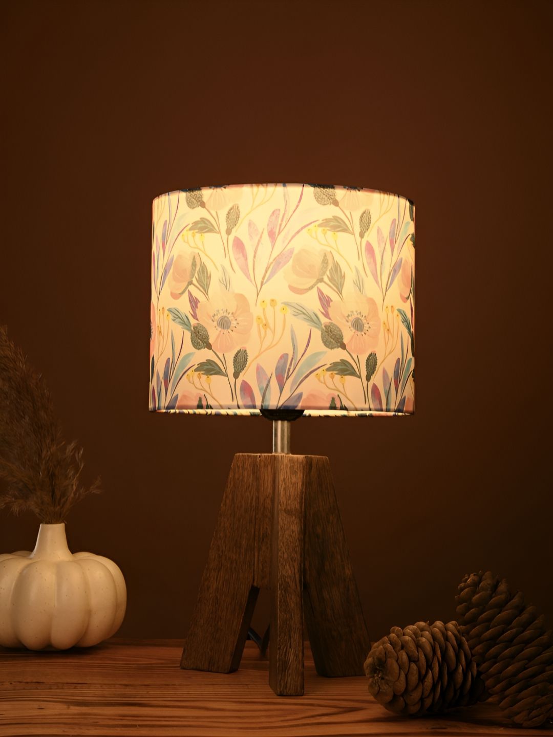 green girgit Brown Printed Wood Contemporary Spherical Table Lamp-picture-19
