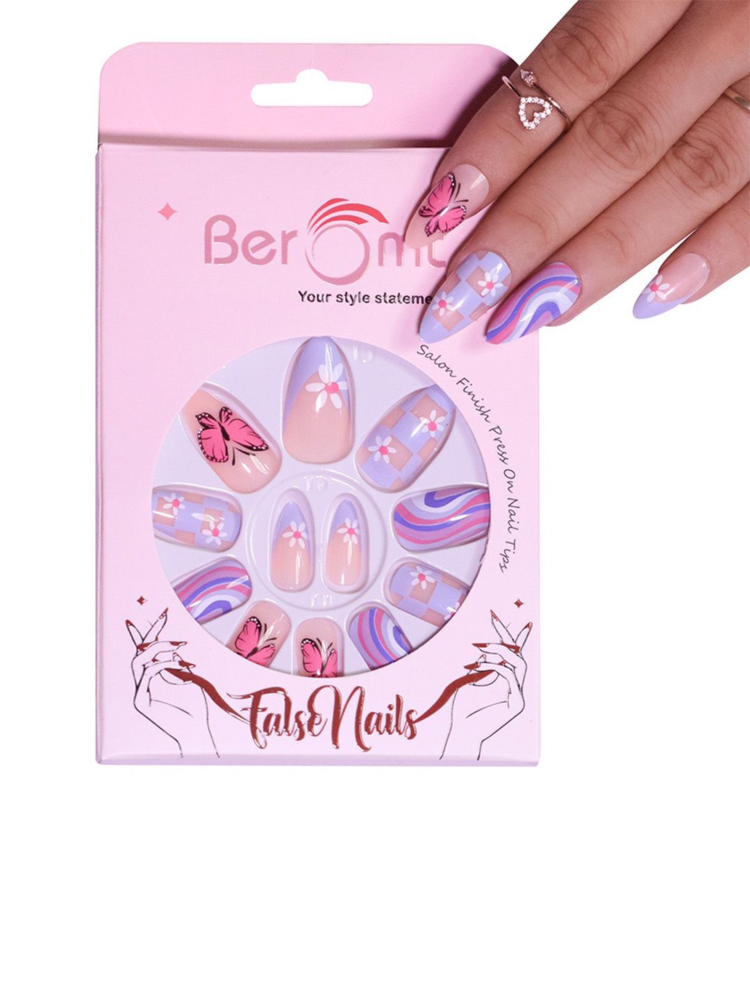 BEROMT Set Of 12 Stick On Printed Nails With Application Kit- BFN793CN-image-6