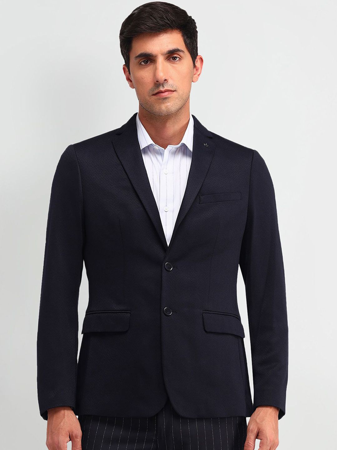 Arrow Self Design Slim Fit Single Breasted Formal Blazer-picture-22