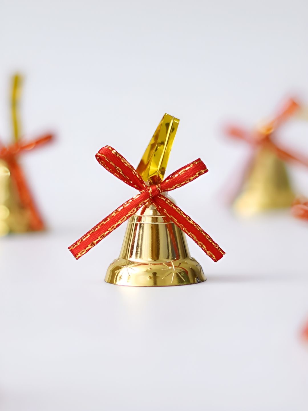 artisyn eCraftIndia Red 12 Pieces Jingle Bells With Ribbon Christmas Decor-picture-15