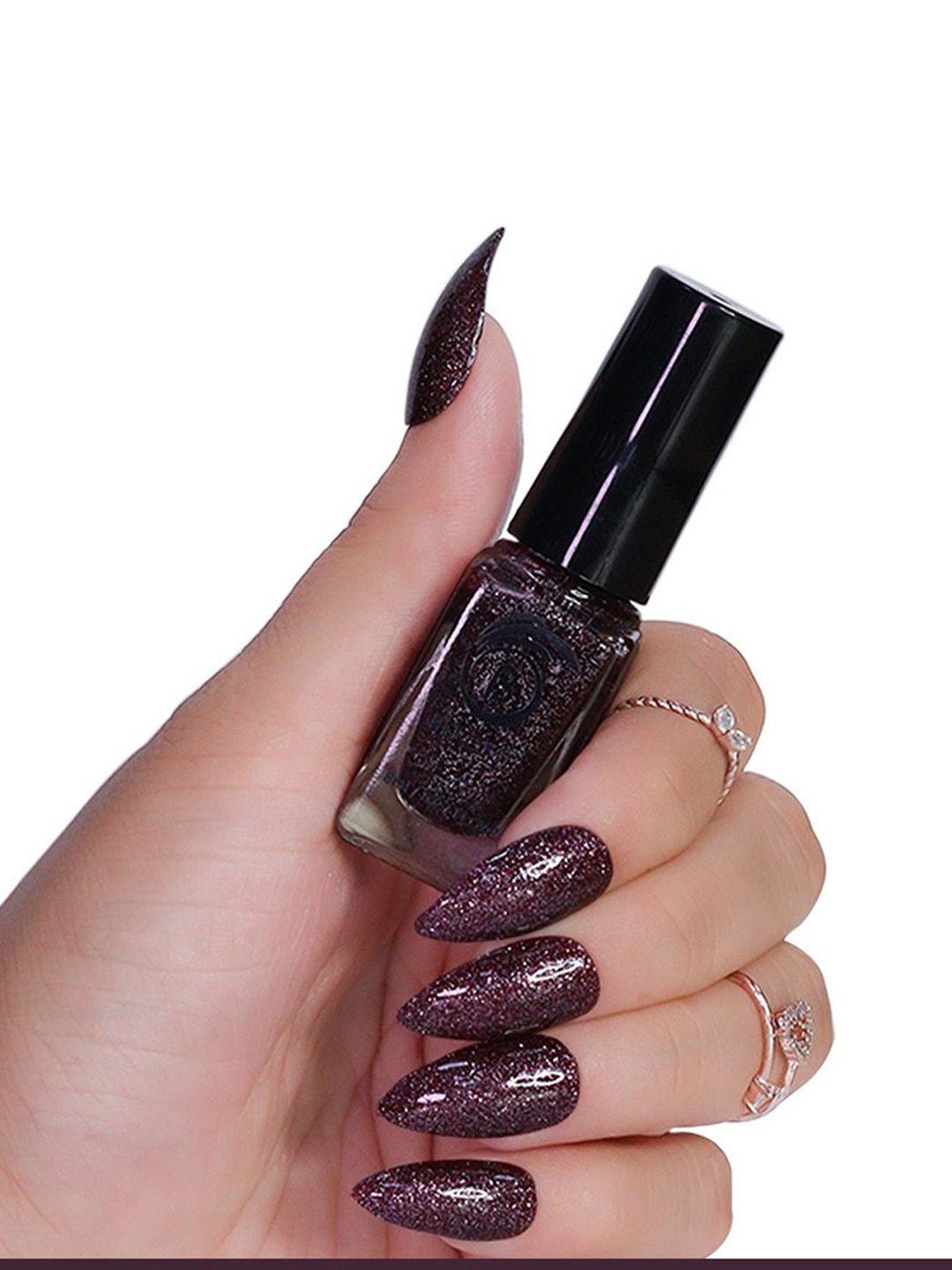 BEROMT Reflective Glitter Quick Dry Nail Polish - 8 ml - Maroon BNP 318-image-4