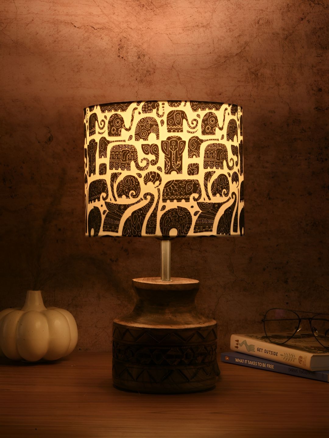green girgit Brown Wood Rectangle Table Lamp-picture-15
