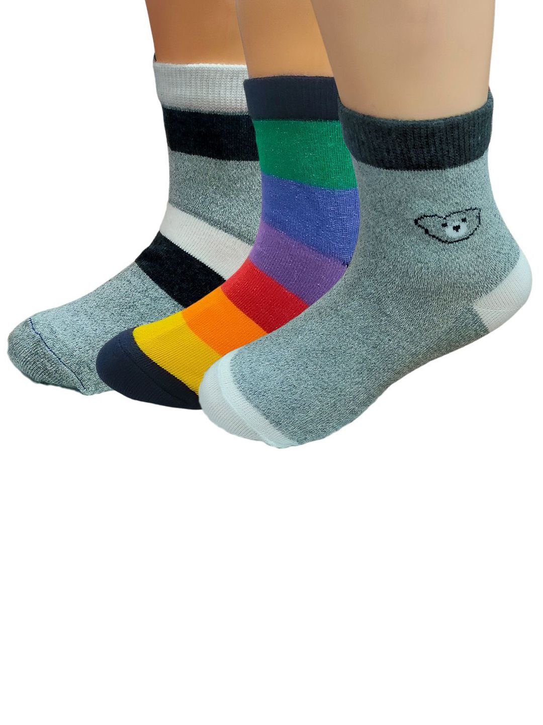 AHC Kids Pack Of 3 Cotton Ankle-Length Socks-picture-13