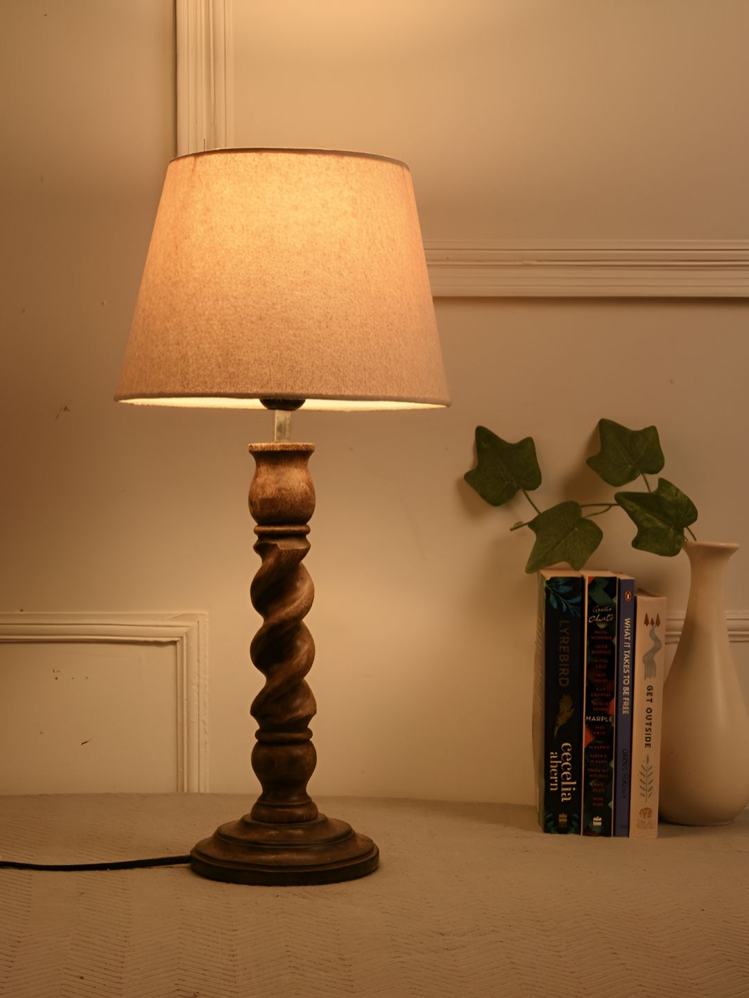 green girgit Brown Wood Rectangle Table Lamp-picture-17