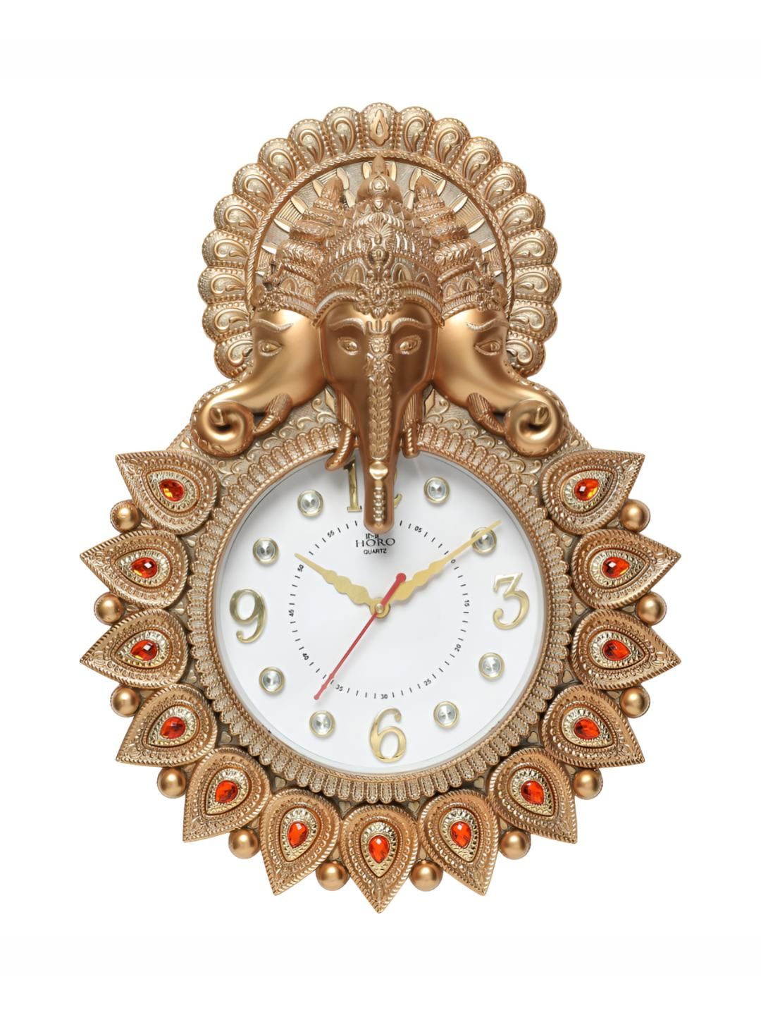 Horo Gold-Toned & White Printed Traditional Wall Clock