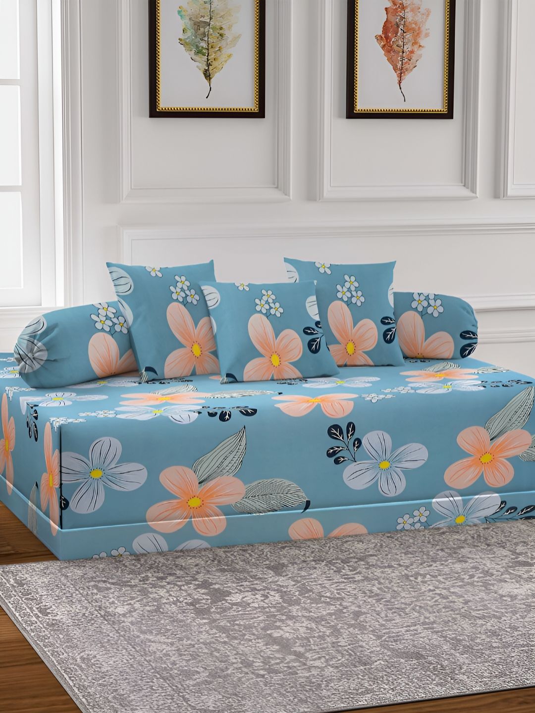 Arrabi 6-Pcs Blue & Pink Printed Diwan Set-picture-12
