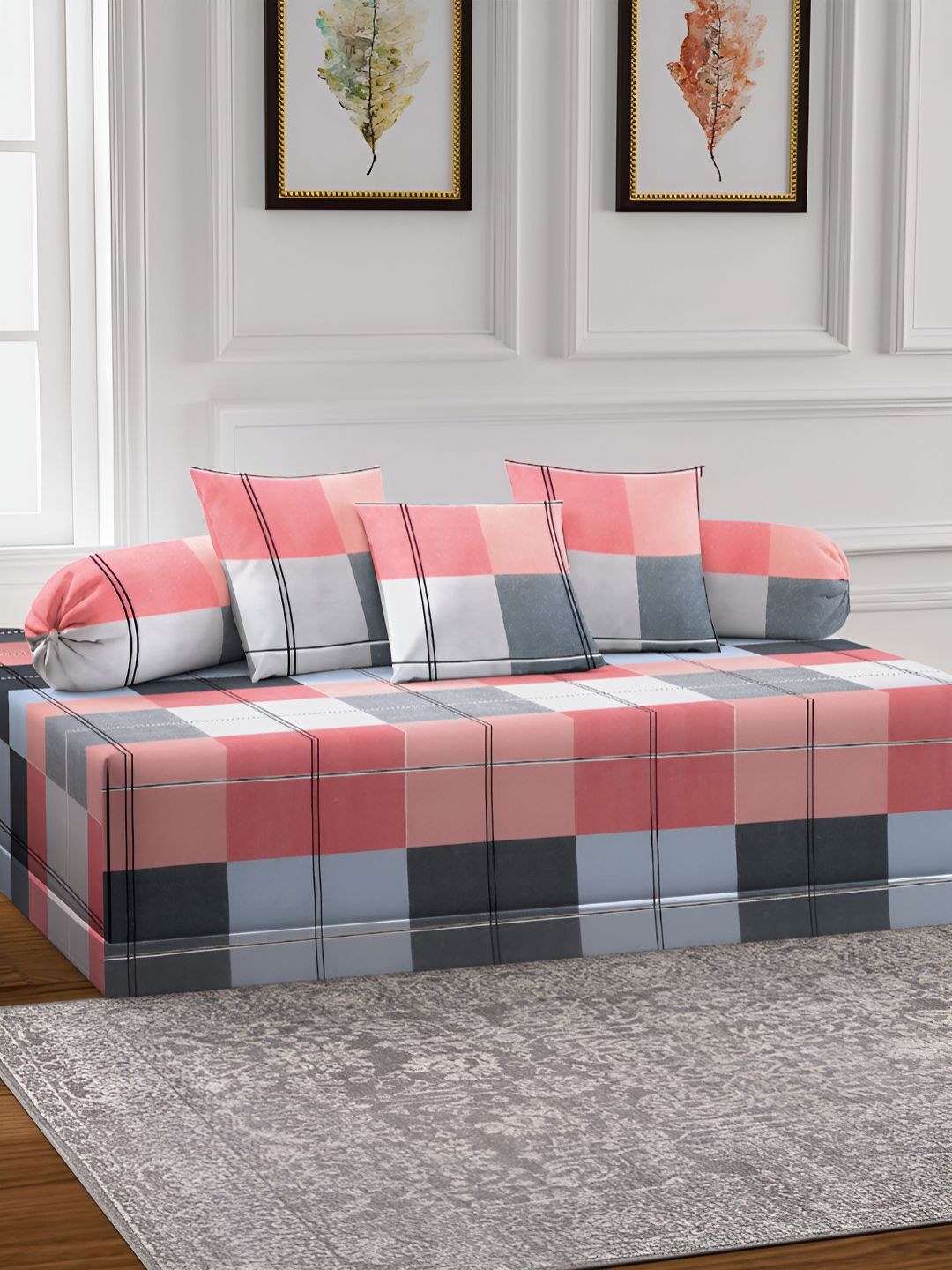 Arrabi 6-Pcs Pink & Grey Printed Diwan Set-picture-29