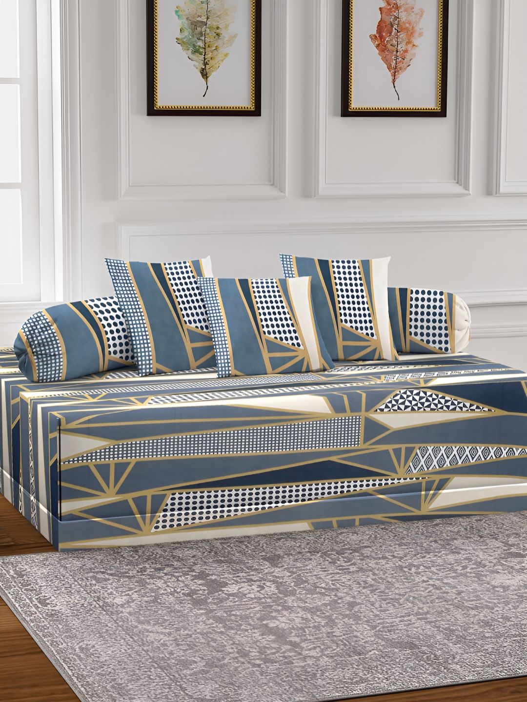 Arrabi 6-Pcs Grey & Yellow Printed Diwan Set-picture-29