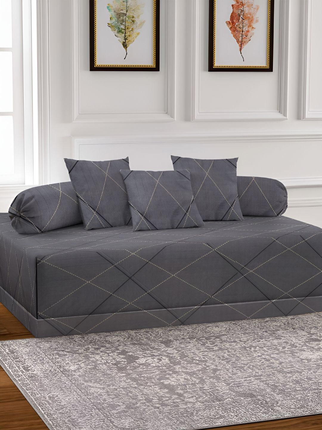 Arrabi 6-Pcs Grey & Black Printed Diwan Set-picture-27