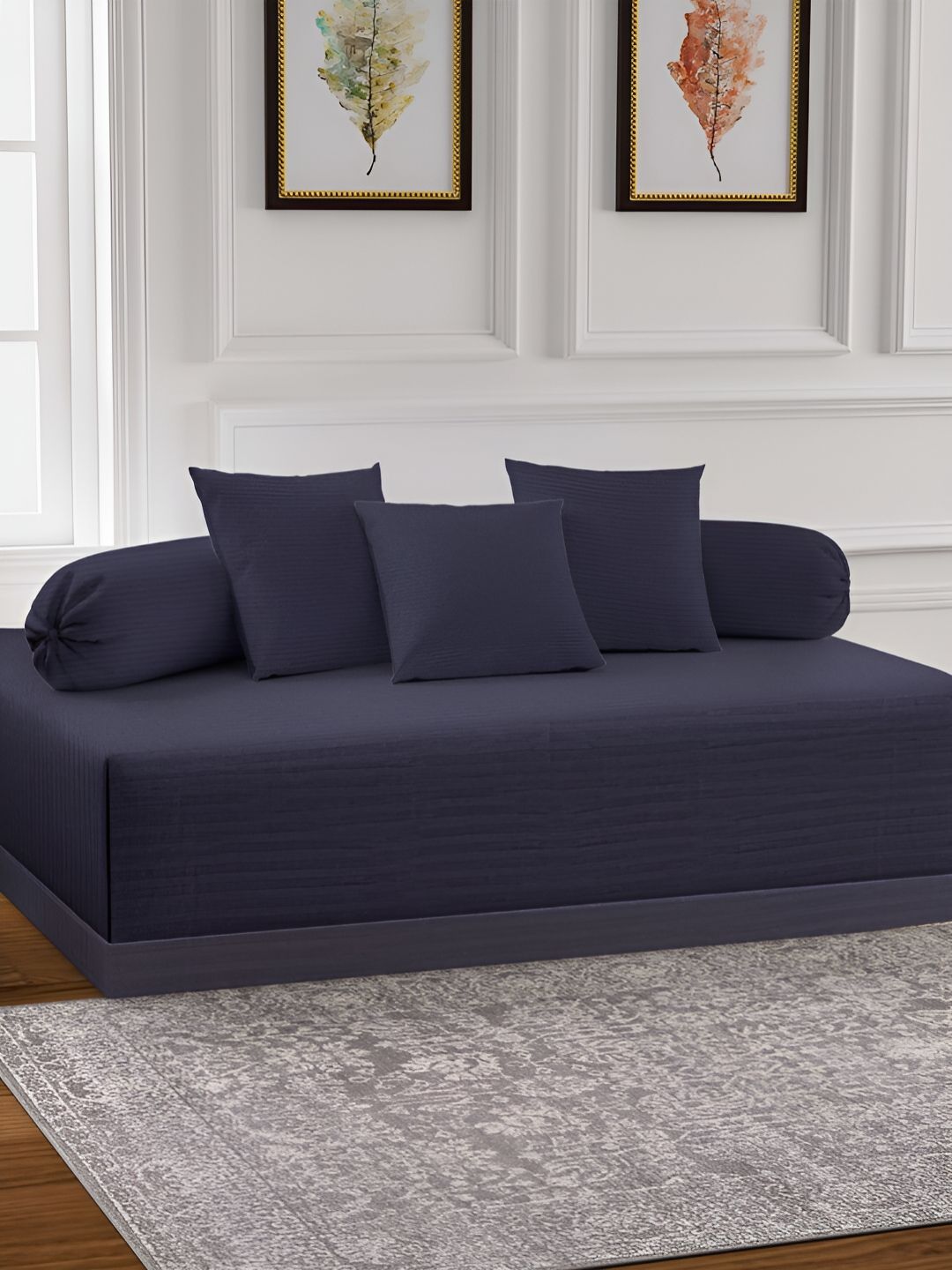 Arrabi 6-Pcs Navy-Blue Striped Diwan Set-image-25