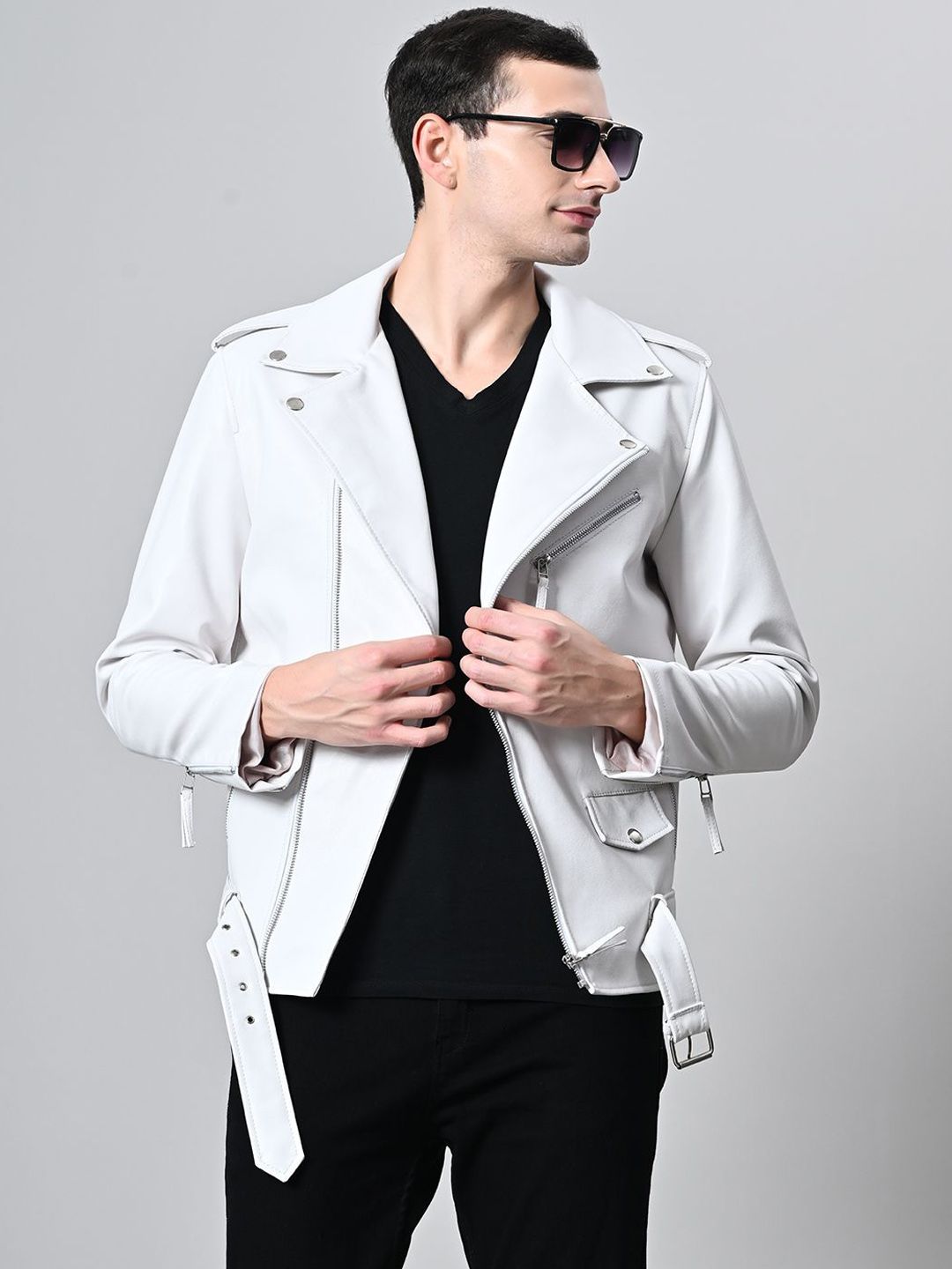 TBOJ Men Leather Lightweight Biker Jacket-image-24