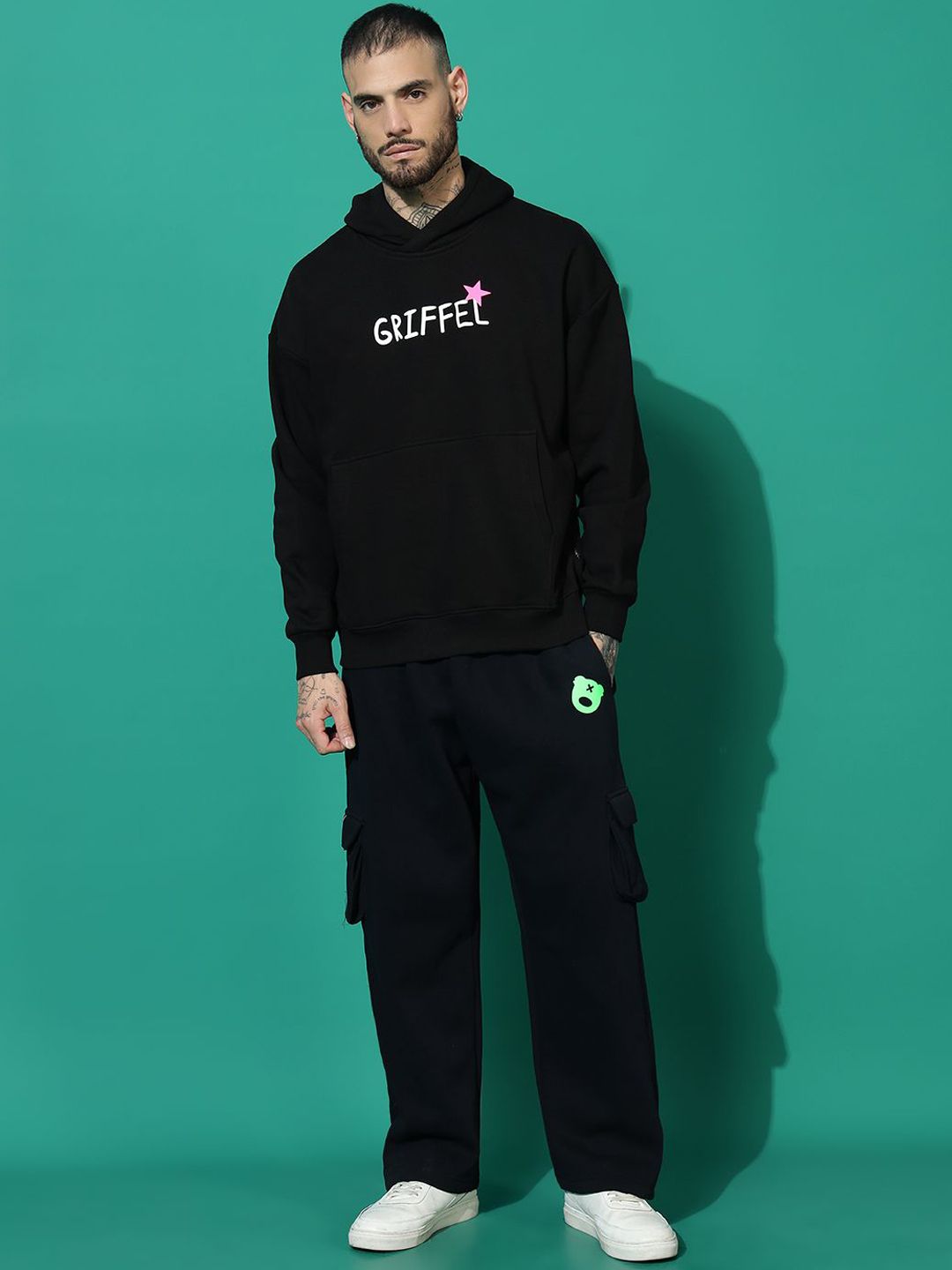 GRIFFEL Men Typography Printed Hooded Tracksuits-picture-17