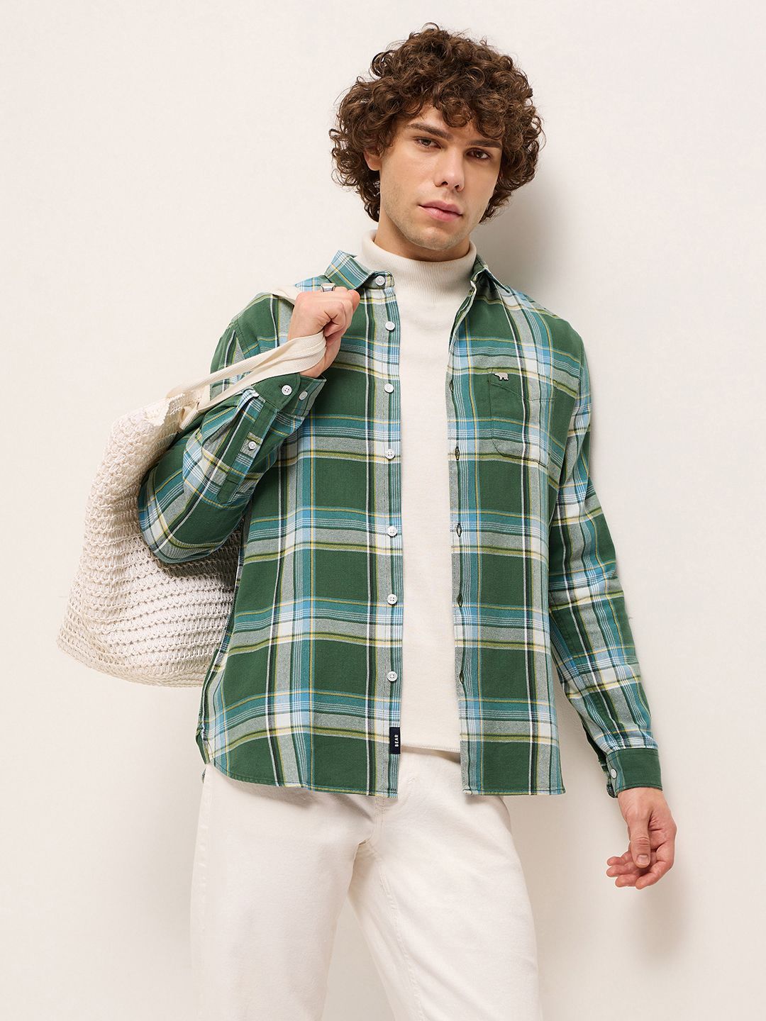 THE BEAR HOUSE Men Slim Fit Opaque Checked Casual Shirt-picture-29