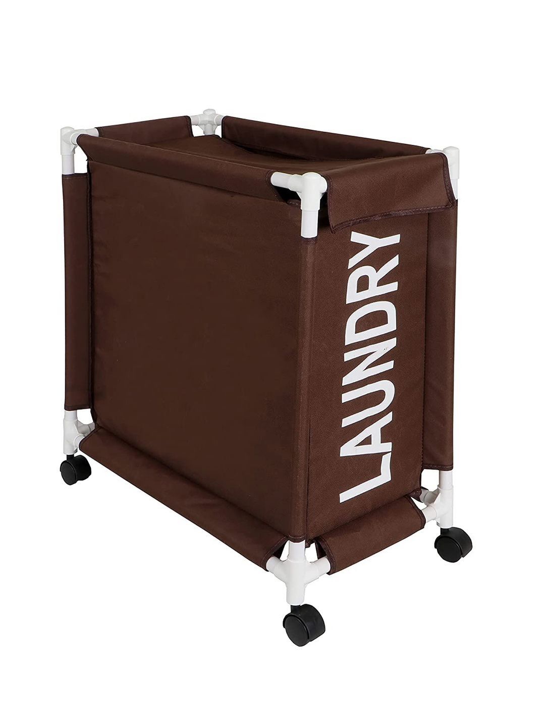 HOKIPO Brown & White Printed Laundry Basket With Lid Cover-image-23