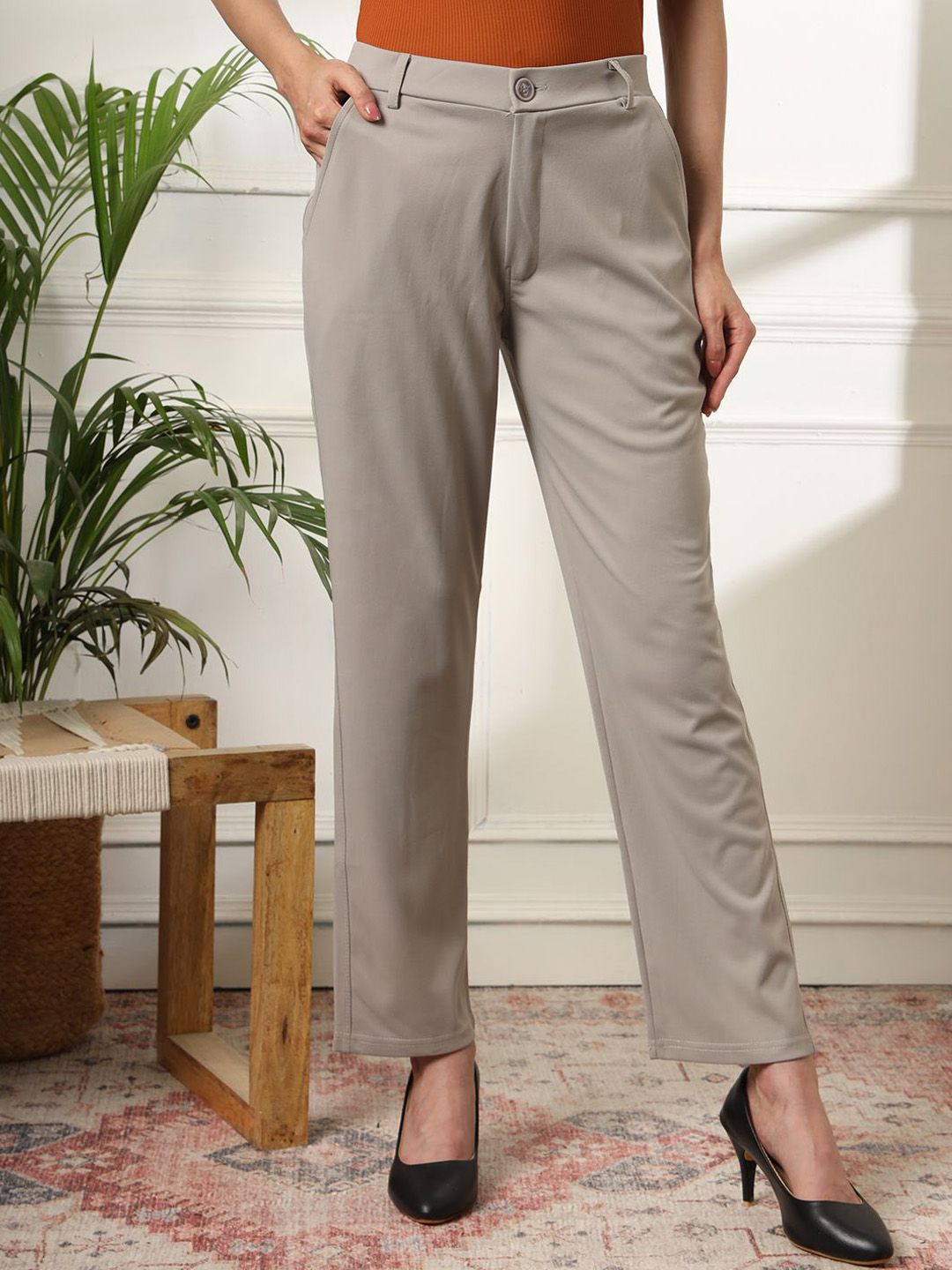 FITHUB Women Slim Fit High-Rise Trousers-picture-29