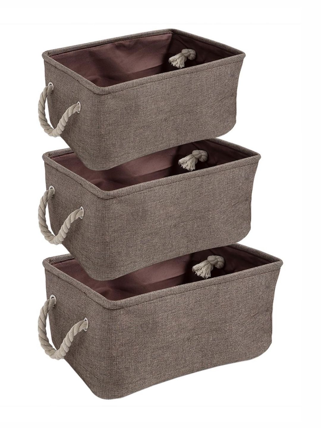 HOKIPO Set of 3 Brown Storage Organisers-image-5