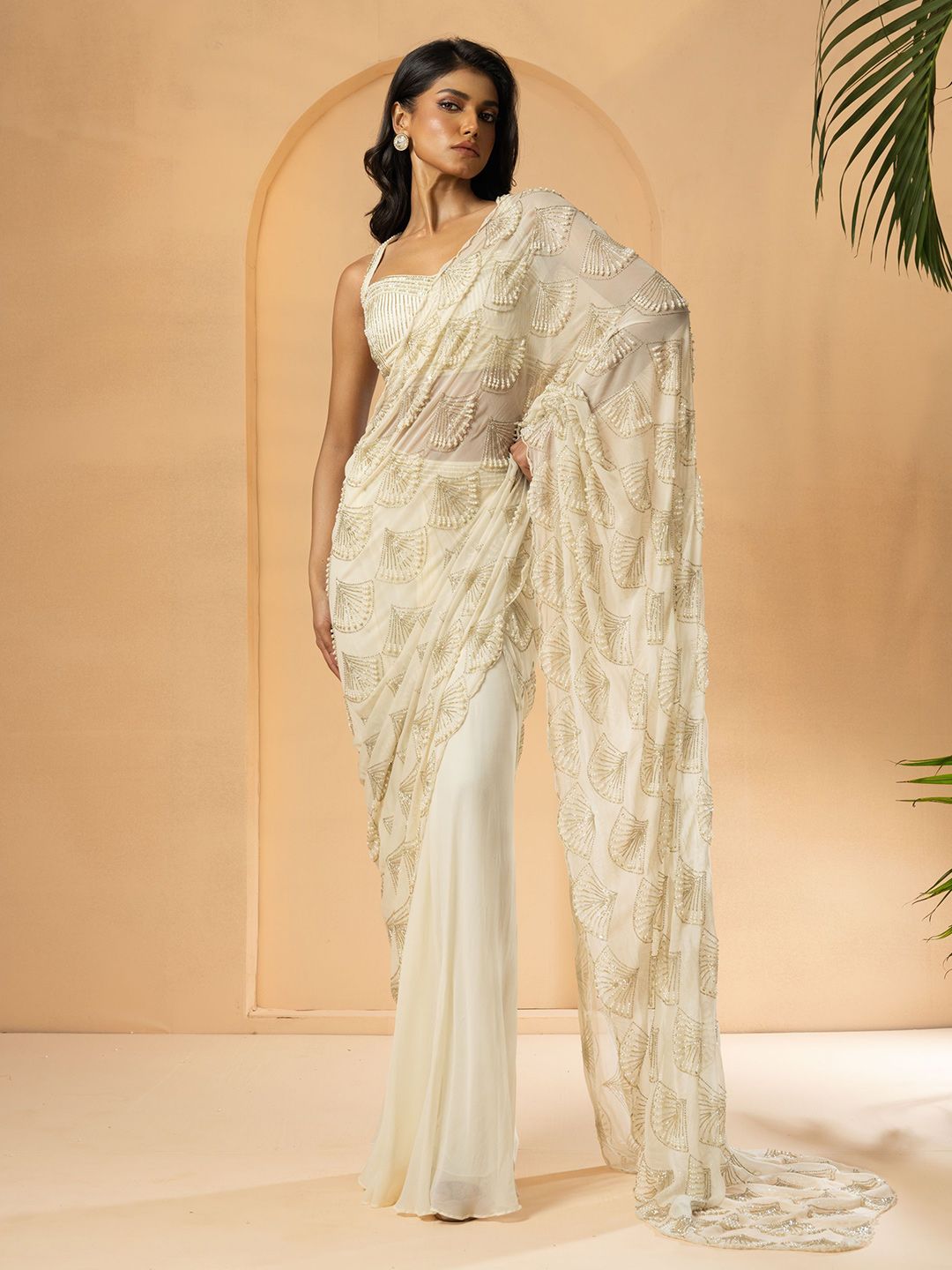 Quench A Thirst Embellished Beads and Stones Pure Georgette Ready to Wear Saree-image-37