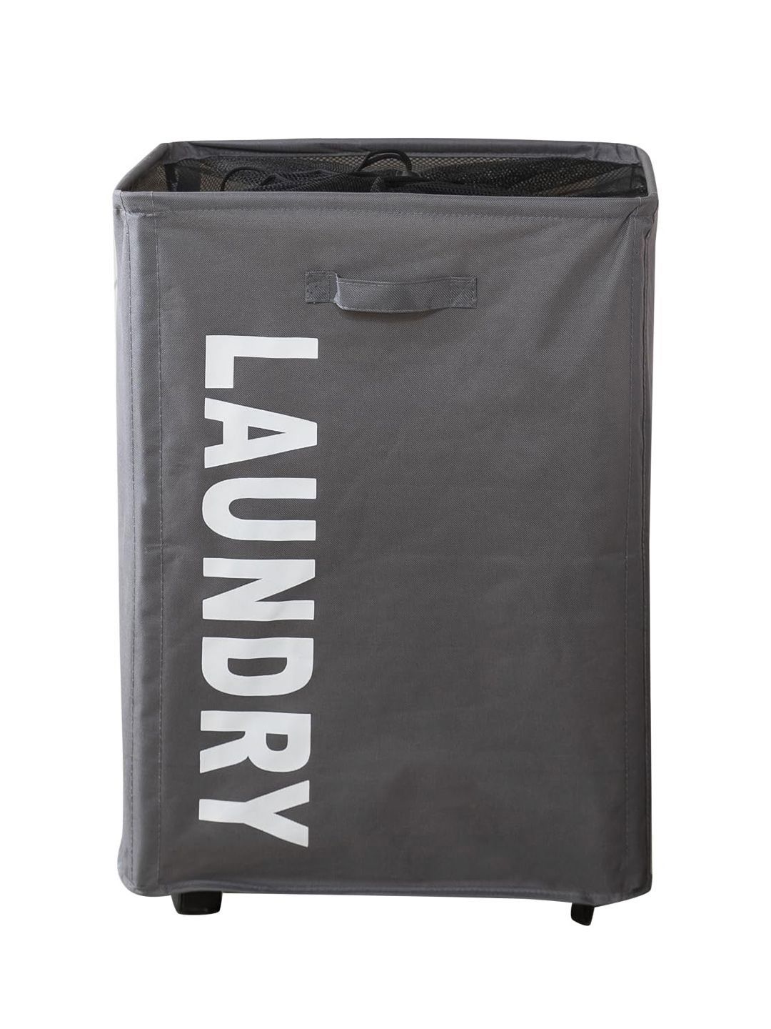 HOKIPO Grey Printed Laundry Basket With Wheels-picture-16