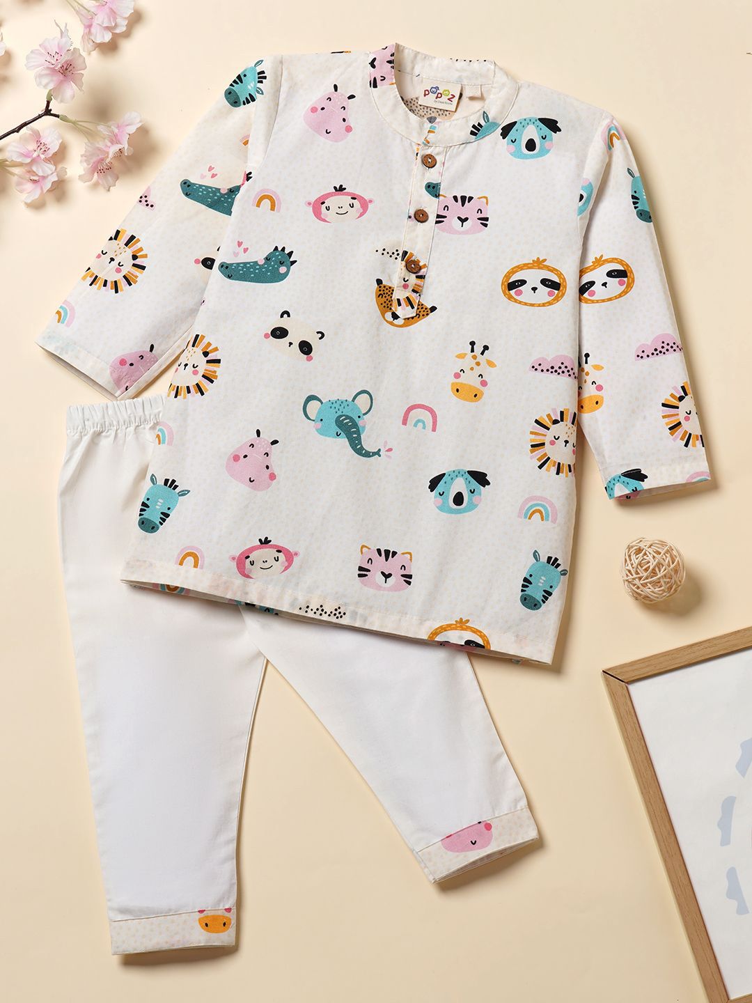 Desi Soota Boys Printed Regular Pure Cotton Kurta with Trousers-picture-12