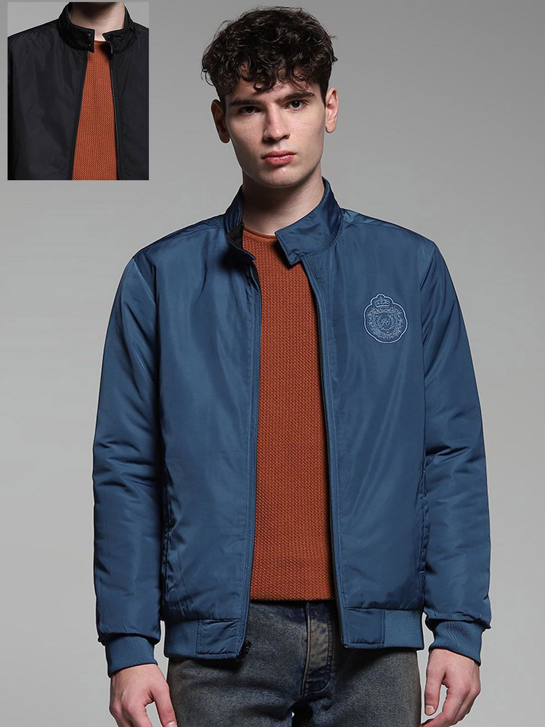 Jack & Jones Men Reversible Bomber with Patchwork Jacket-picture-36