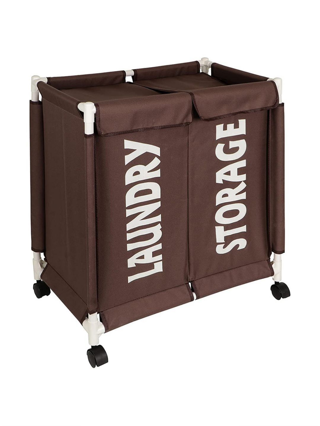 HOKIPO Brown & White Printed Laundry Basket with Lid Cover-picture-17