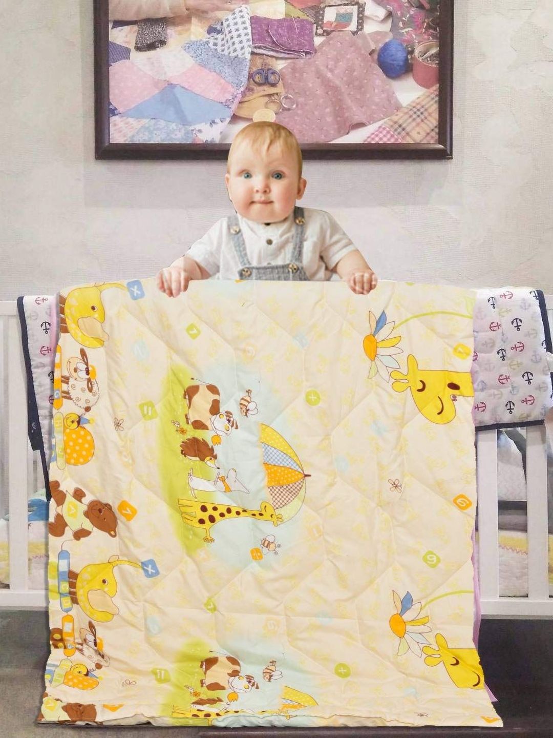 Aura Yellow & Brown Cartoon Characters Microfiber Mild Winter 150 GSM Single Bed Comforter-image-15