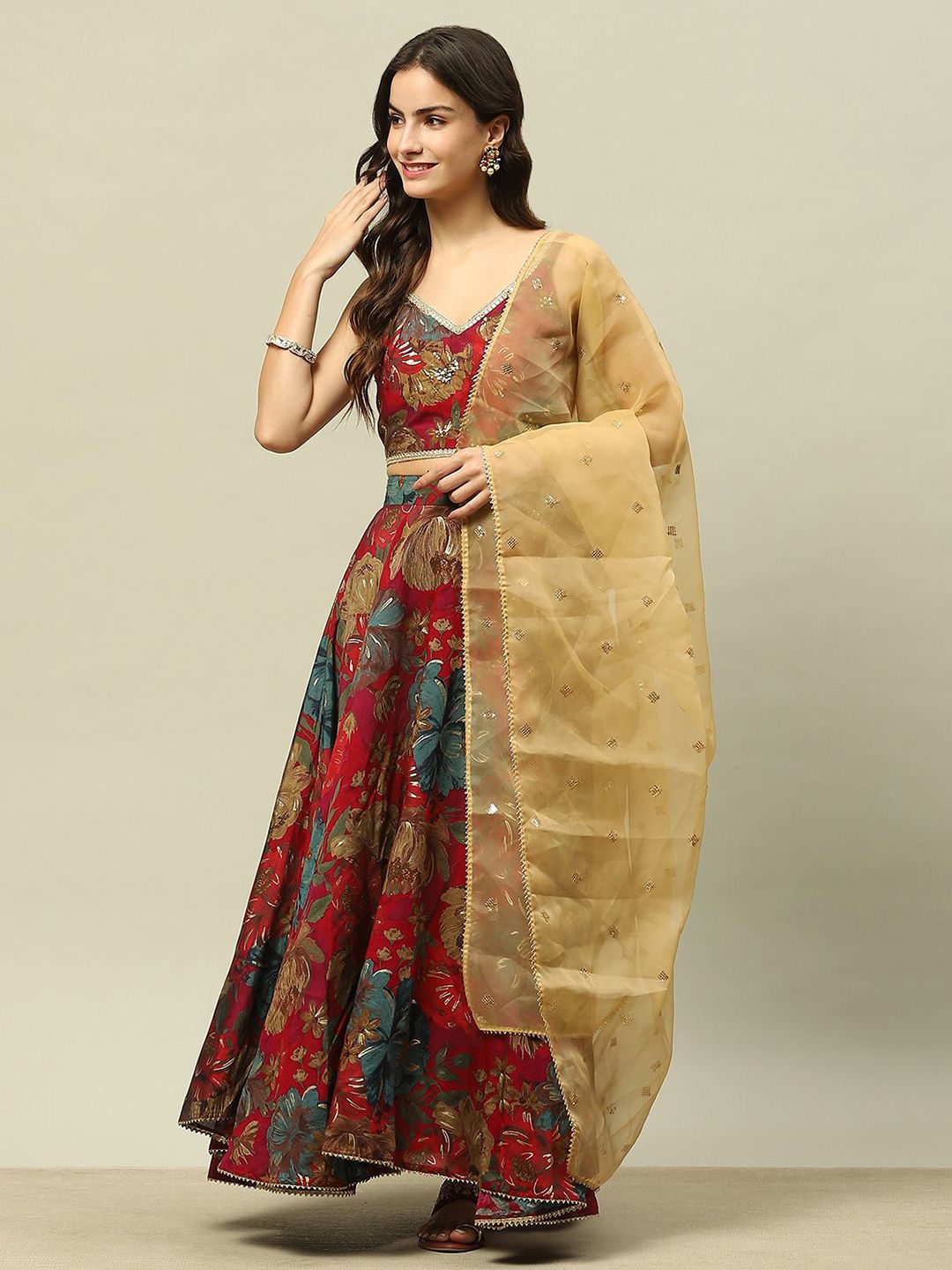 Rangriti Printed Sequinned Ready to Wear Lehenga & Blouse With Dupatta