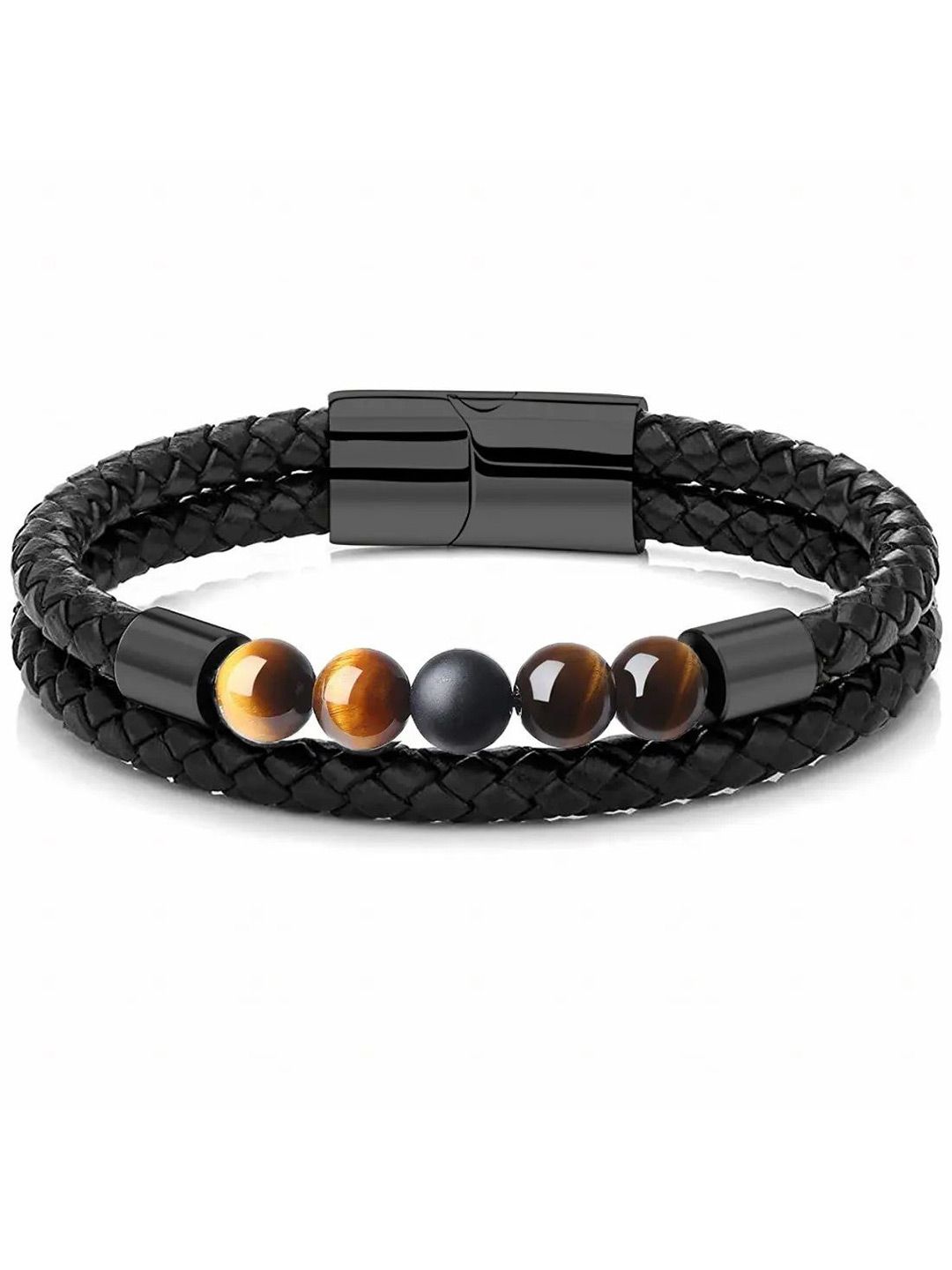MEENAZ Men Leather Oxidised Multistrand Bracelet-picture-32