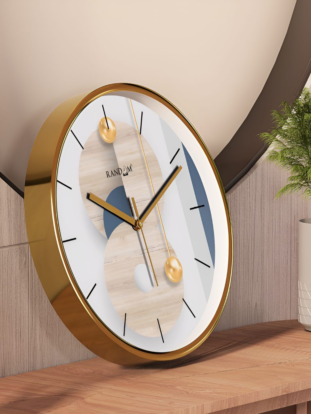 RANDOM White & Blue Printed Contemporary Wall Clock-picture-40