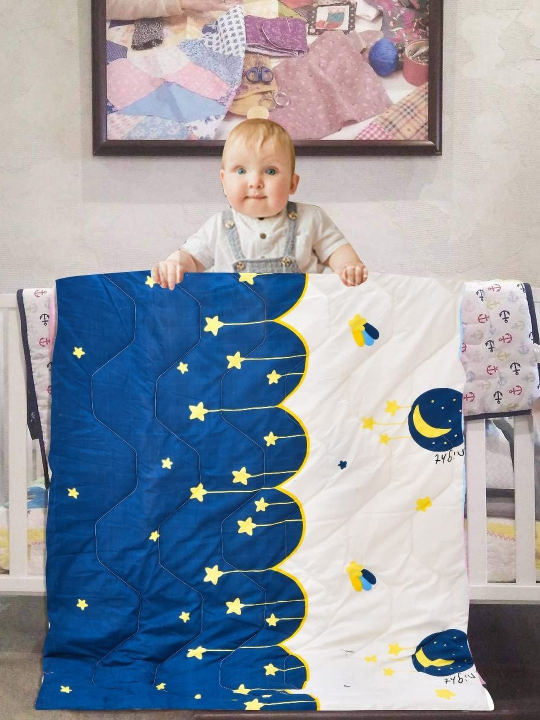 Aura White & Blue Cartoon Characters Microfiber Mild Winter 150 GSM Single Bed Comforter-image-20