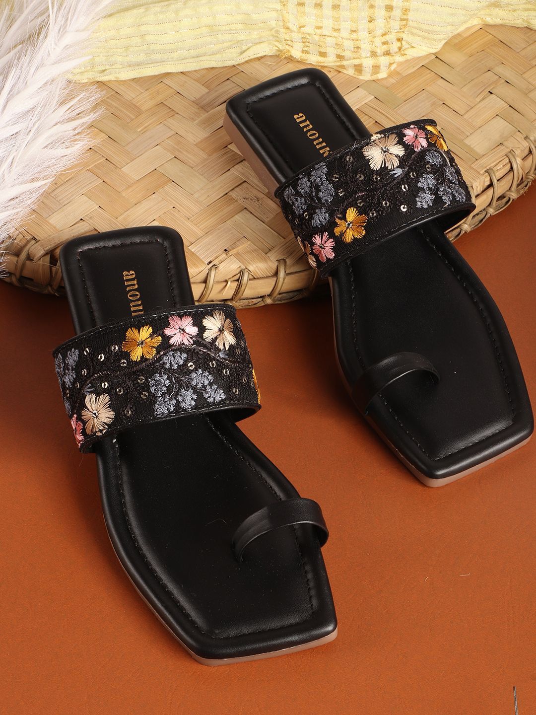 Anouk Women Printed Ethnic Open Toe Flats with Embroidered-image-46