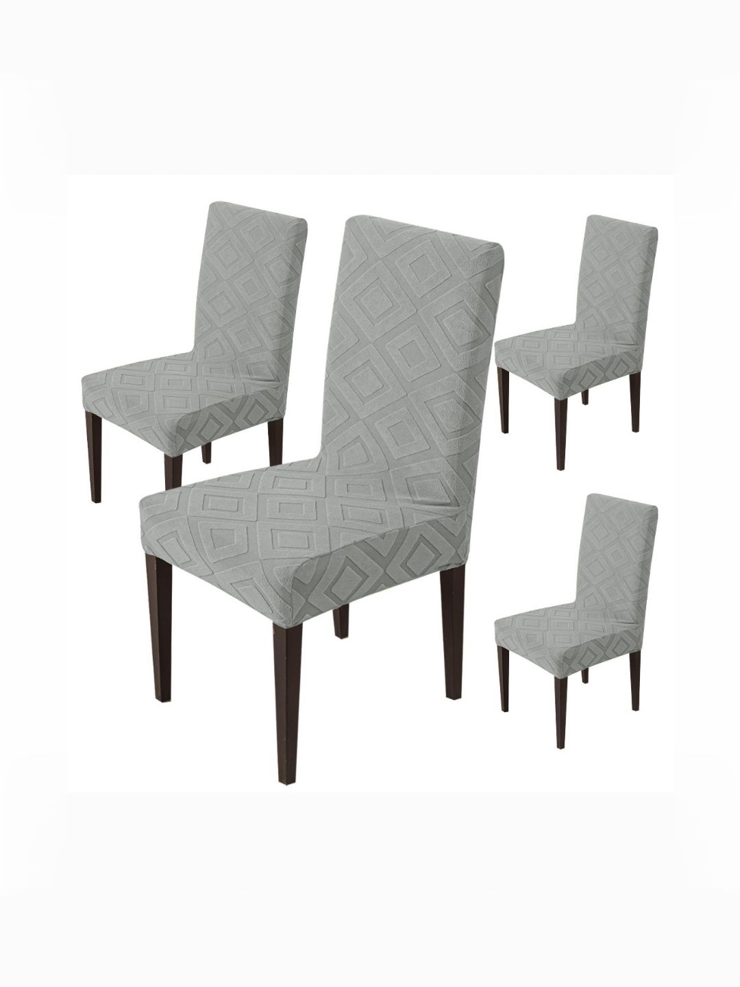 HOUSE OF QUIRK 4-Pcs Grey Textured Removable Chair Covers-picture-27
