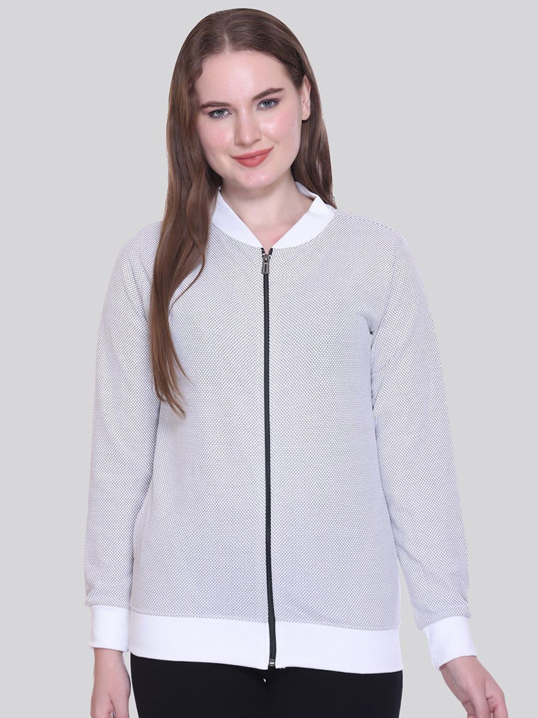 ELPIDA Women Self Design Cotton Henley Neck Long Sleeves Front-Open Sweatshirt-picture-20