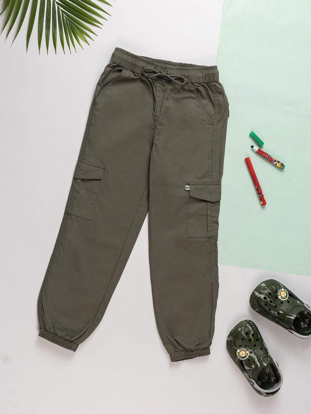Purple United Kids Boys Cotton Mid-Rise Regular Fit Cargo Trousers-picture-31