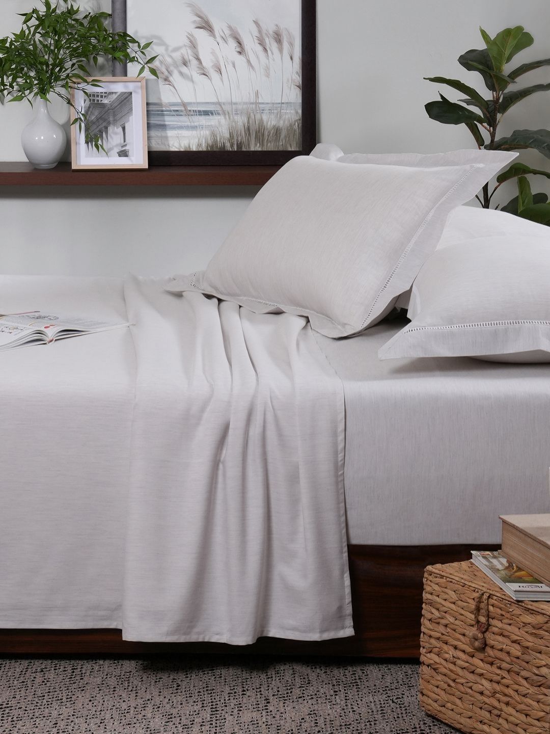MASPAR White 300 TC Cotton Bedsheet With 2 Pillow Covers 2.75 m x 2.75 m-image-10