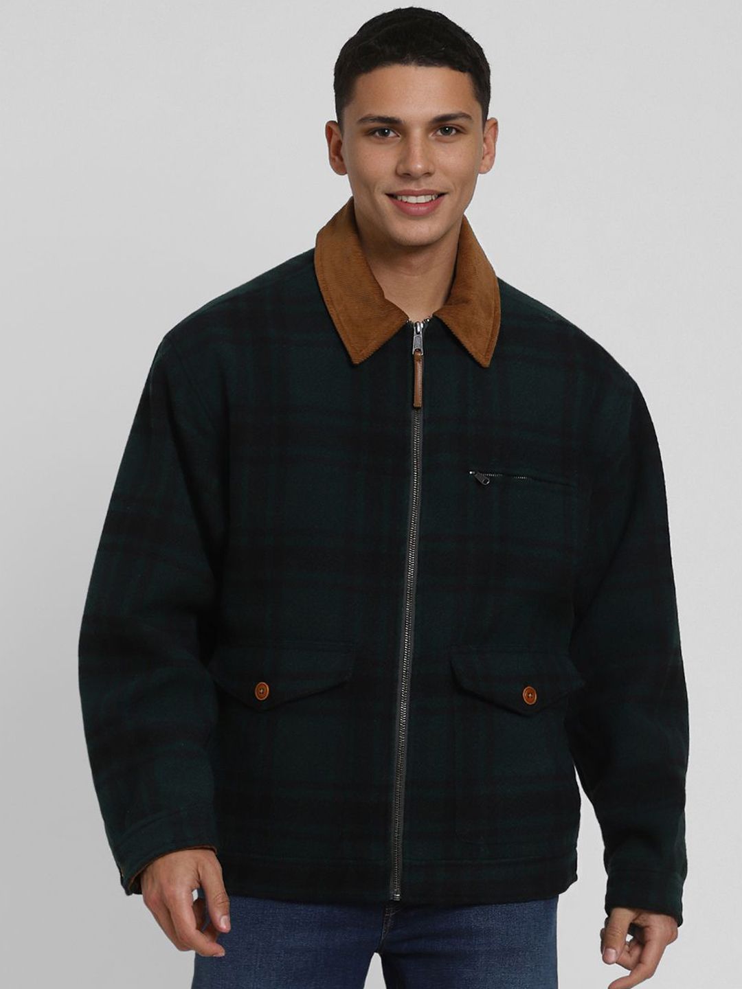 AMERICAN EAGLE OUTFITTERS Men Checked Open Front Jacket-picture-32