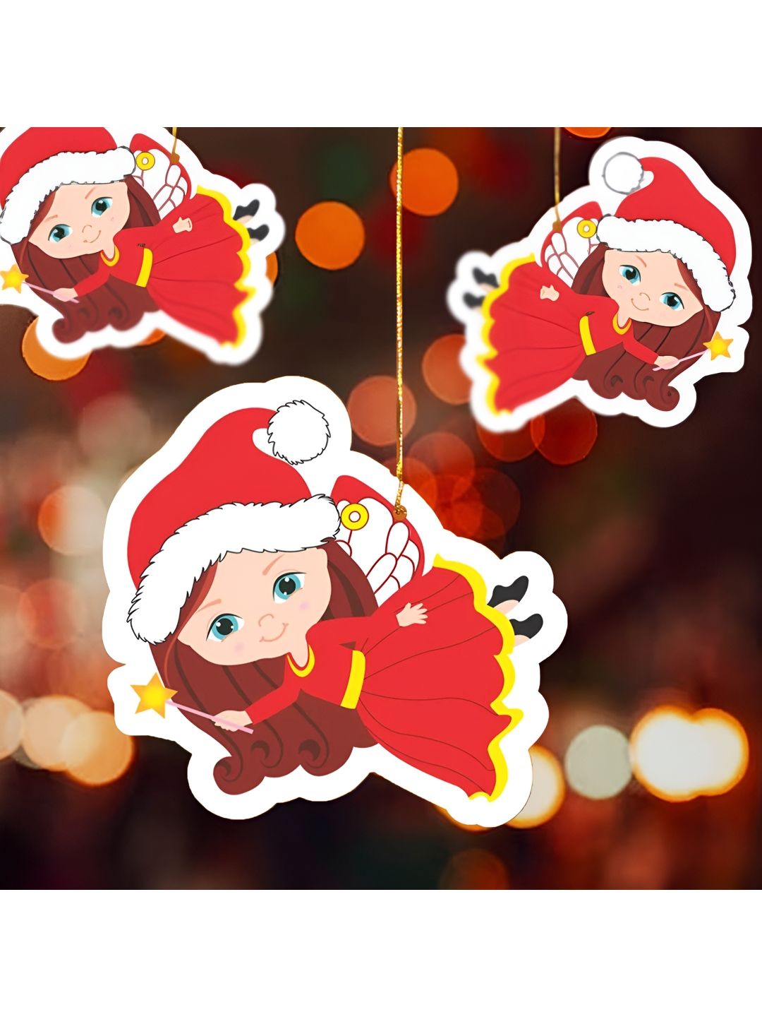 Special You 20Pcs White & Red PrintedFairy Hanging Christmas Tree Decor-image-0