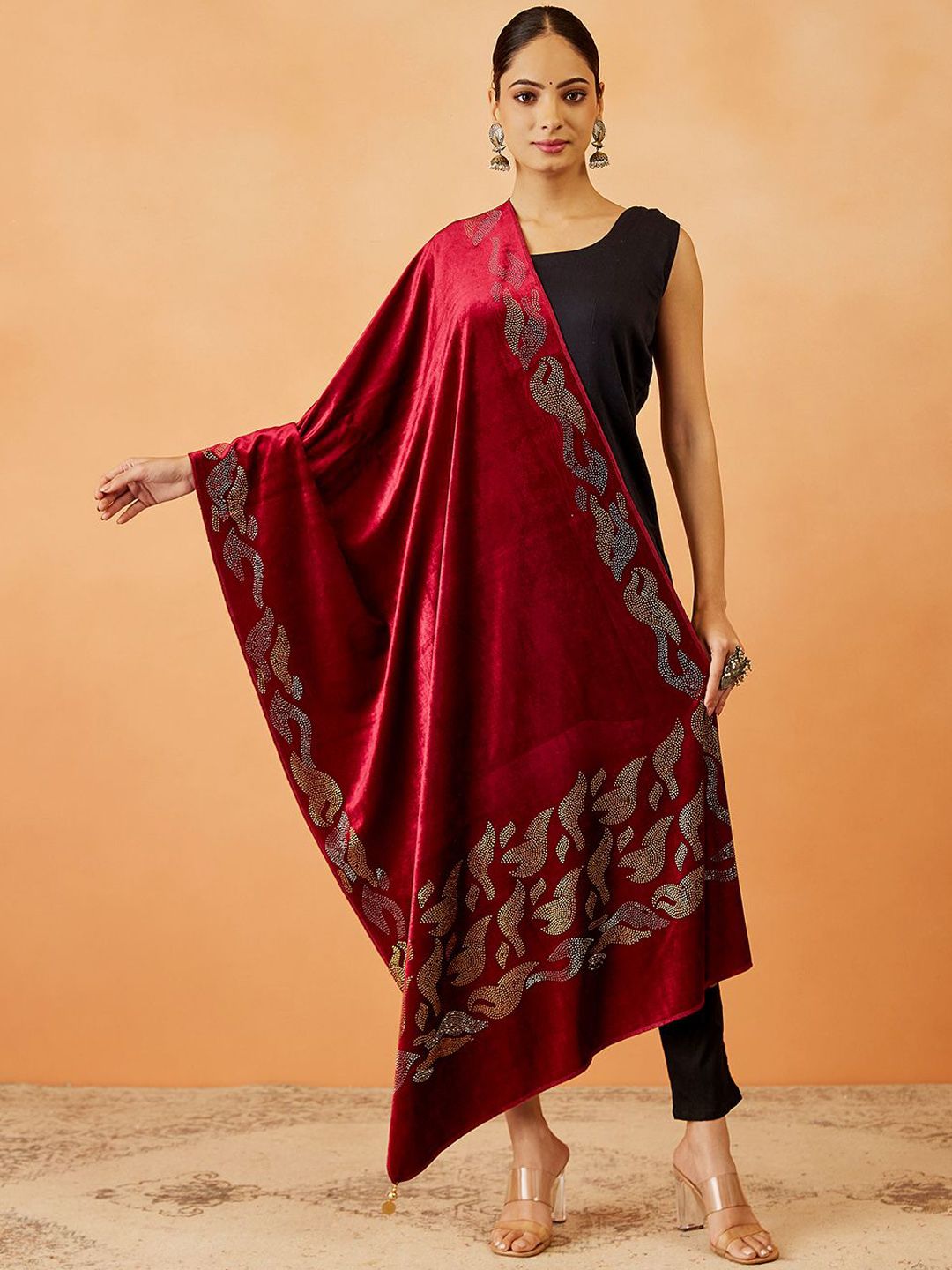 Pashmoda Women Paisley Velvet Shawl-picture-56